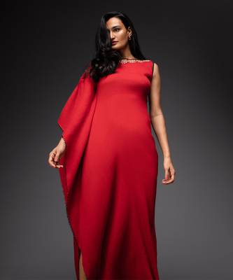 Red draped maxi kaftan 3
