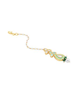 Green kundan maangtikka 3