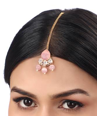 Pink agate maangtikka 1