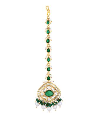 Green & gold kundan maangtikka 2