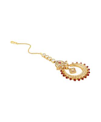 Red & gold kundan maangtikka 3