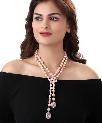 Pink shell pearl necklace 1