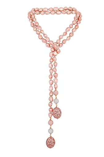 Pink shell pearl necklace