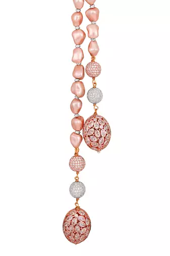 Pink shell pearl necklace