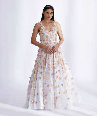 Ivory embroidered gown 2