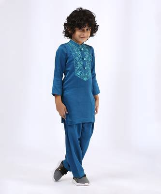 Peacock blue kurta set 1