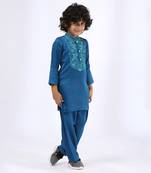 Peacock blue kurta set