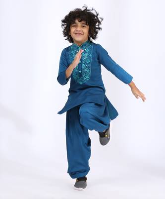 Peacock blue kurta set 2
