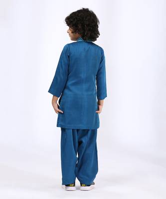 Peacock blue kurta set 3