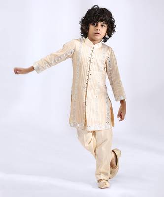 Beige embroidered sherwani with pant 1