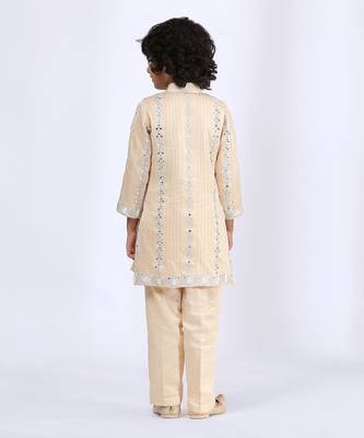 Beige embroidered sherwani with pant 2