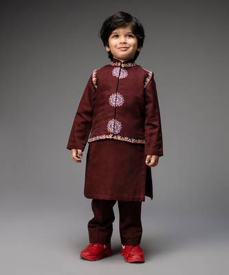 Deep wine nehru jacket set 1