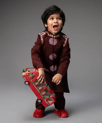Deep wine nehru jacket set 2
