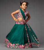 Emerald green embroidered lehenga set