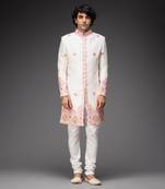 Ivory embroidered sherwani with chudidar