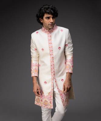 Ivory embroidered sherwani with chudidar 2