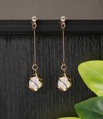 Aquastreet luminous stone drop dangle earrings  gold plated alloy for girls and women