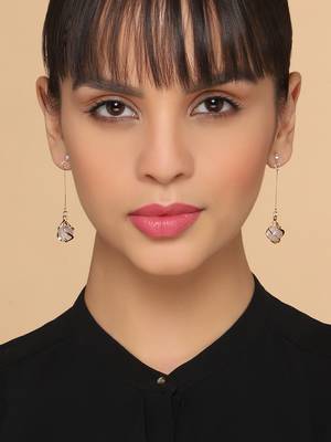 Aquastreet luminous stone drop dangle earrings  gold plated alloy for girls and women 2