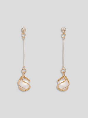 Aquastreet luminous stone drop dangle earrings  gold plated alloy for girls and women 3