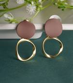 Aquastreet brown stud with golden circular drop earrings gold plated alloy for girls and women