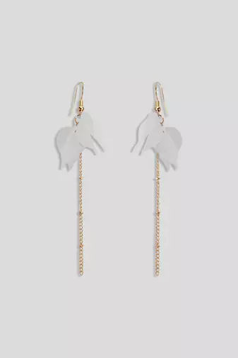 Aquastreet spring flowers pink & white drop tassel earrings combo gold plated alloy for girls and women