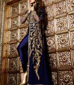 Blue Georgette Embroidered Traditional Anarkali Suit with Dupatta