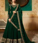 Green Embroidered Georgette Semi-Stitched Anarkali Suit Up To 42" Size