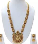 	Gold Plated Wedding Jewellery Pearl Long Haram Necklace Set For Women