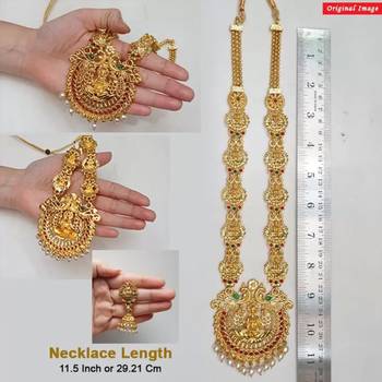 	Gold Plated Wedding Jewellery Pearl Long Haram Necklace Set For Women 3