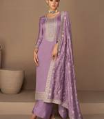 Light purple blend embroidery semi stitched suits