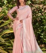 PEACH BEAUTIFUL LINEAN COTTON TREANDY SAREE