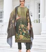 Green Embroidered Cotton Straight Suit Free size full stitched Up To 42" Size