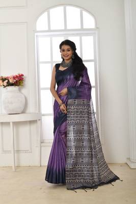 DARK WINE BEAUTIFUL LINEAN COTTON TREANDY SAREE 1