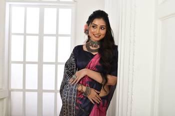 PINK BEAUTIFUL LINEAN COTTON TREANDY SAREE 3