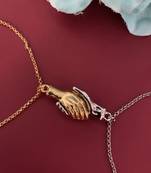 Couples bracelet- gold & silver plated magnet handshake pair bracelets for men & women (set of 2)