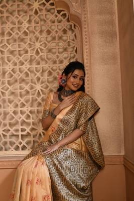 CHIKU MOST ELEGANT DESIGNER SILK SAREE 2