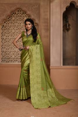 MEHNDI MOST ELEGANT DESIGNER SILK SAREE 1