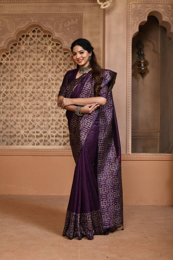 WINE MOST ELEGANT DESIGNER SILK SAREE