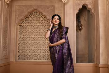 WINE MOST ELEGANT DESIGNER SILK SAREE 3