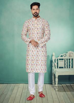 Plain Comfortable Kurta Pyjama Set For Men 1