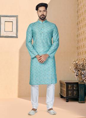 Plain Comfortable Kurta Pyjama Set For Men 1