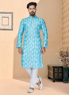 Plain Comfortable Kurta Pyjama Set For Men 1