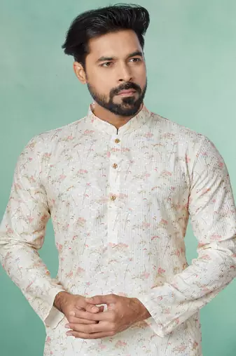 Plain Comfortable Kurta Pyjama Set For Men