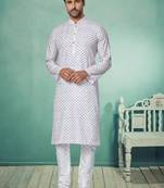 Plain Comfortable Kurta Pyjama Set For Men