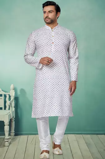 Plain Comfortable Kurta Pyjama Set For Men