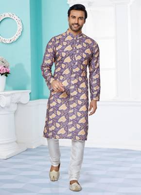 Plain Comfortable Kurta Pyjama Set For Men 1