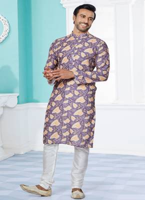 Plain Comfortable Kurta Pyjama Set For Men 2