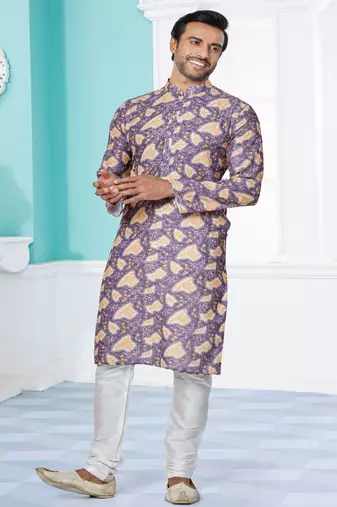Plain Comfortable Kurta Pyjama Set For Men