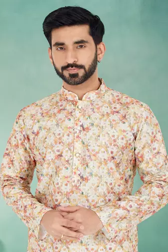 Plain Comfortable Kurta Pyjama Set For Men