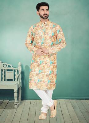 Plain Comfortable Kurta Pyjama Set For Men 1